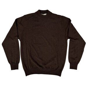 Patrick James Dark Brown Merino Wool Mock Neck Sweater - Men's Medium